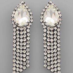 Crystal Teardrop & Fringe Earrings